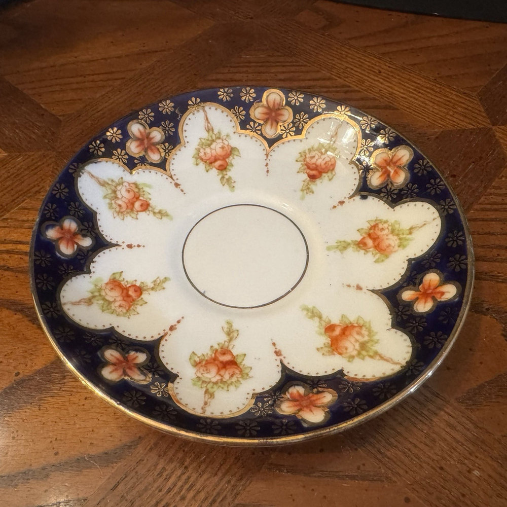 Set Of 8 Vtg Royal Albert Crown China Imari Style 4692 Cobalt Blue Cup & Saucer - Picture 6 of 12